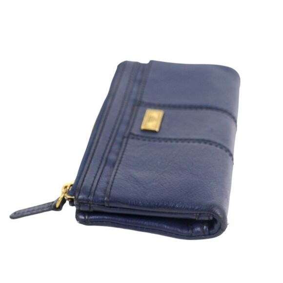 FOSSIL BLUE GENUINE LEATHER ID CARD COIN HOLDER BILL TWO COMPARTMENT WALLET - Picture 7 of 11